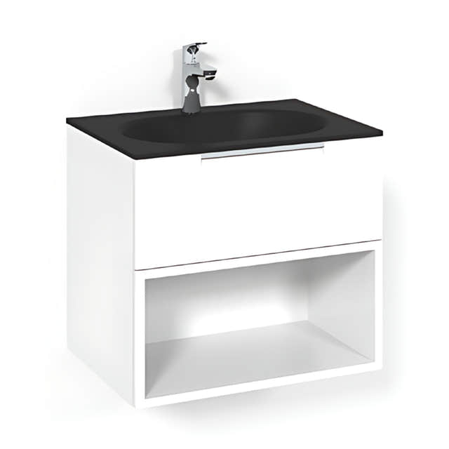 Macro Design CROWN Open box Servantskap 2-skuff - med Glasservant Hvit / 60cm / Glass Edge svart Macro Design Møbelpakke bad BUN-FSK60VOSG