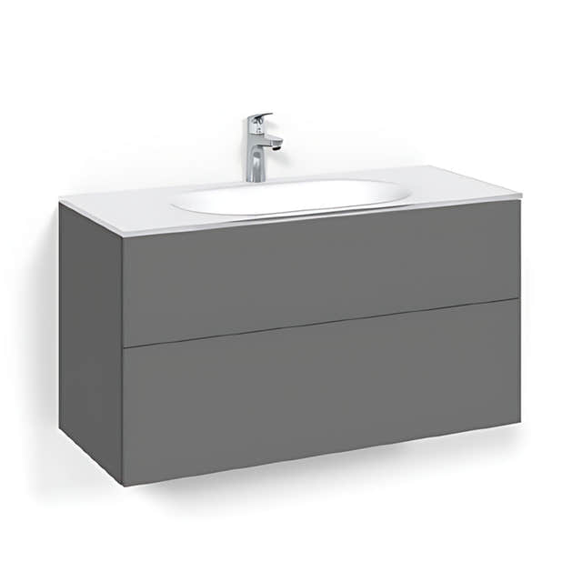 Macro Design CROWN Plain/Push-open Servantskap 2-skuff - med Glasservant Antrasitt / 100cm / Glass Edge hvit Macro Design Møbelpakke bad BUN-FSK100APOG