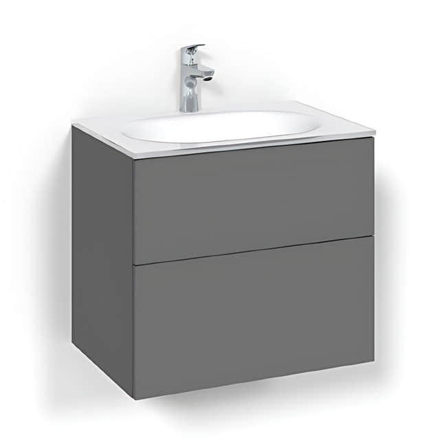 Macro Design CROWN Plain/Push-open Servantskap 2-skuff - med Glasservant Antrasitt / 60cm / Glass Edge hvit Macro Design Møbelpakke bad BUN-FSK60APPG
