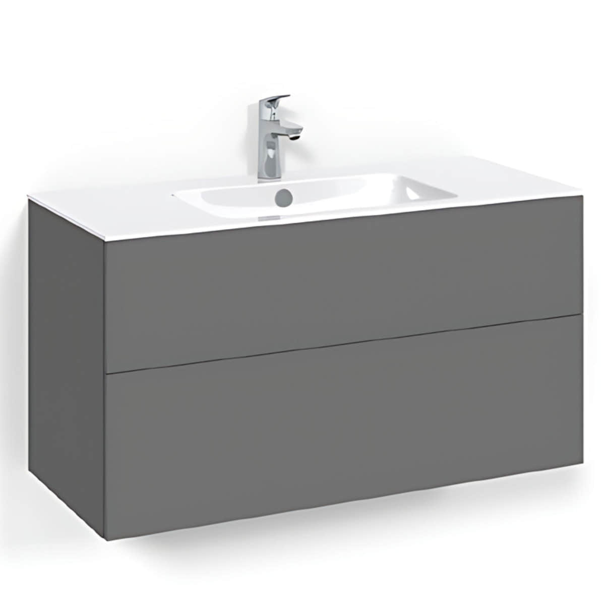 Macro Design CROWN Plain/Push-open Servantskap 2 skuff - med LIGHT servant Antrasitt / 100cm / Light 8 Macro Design Servantskap BUN-FSK100APL8