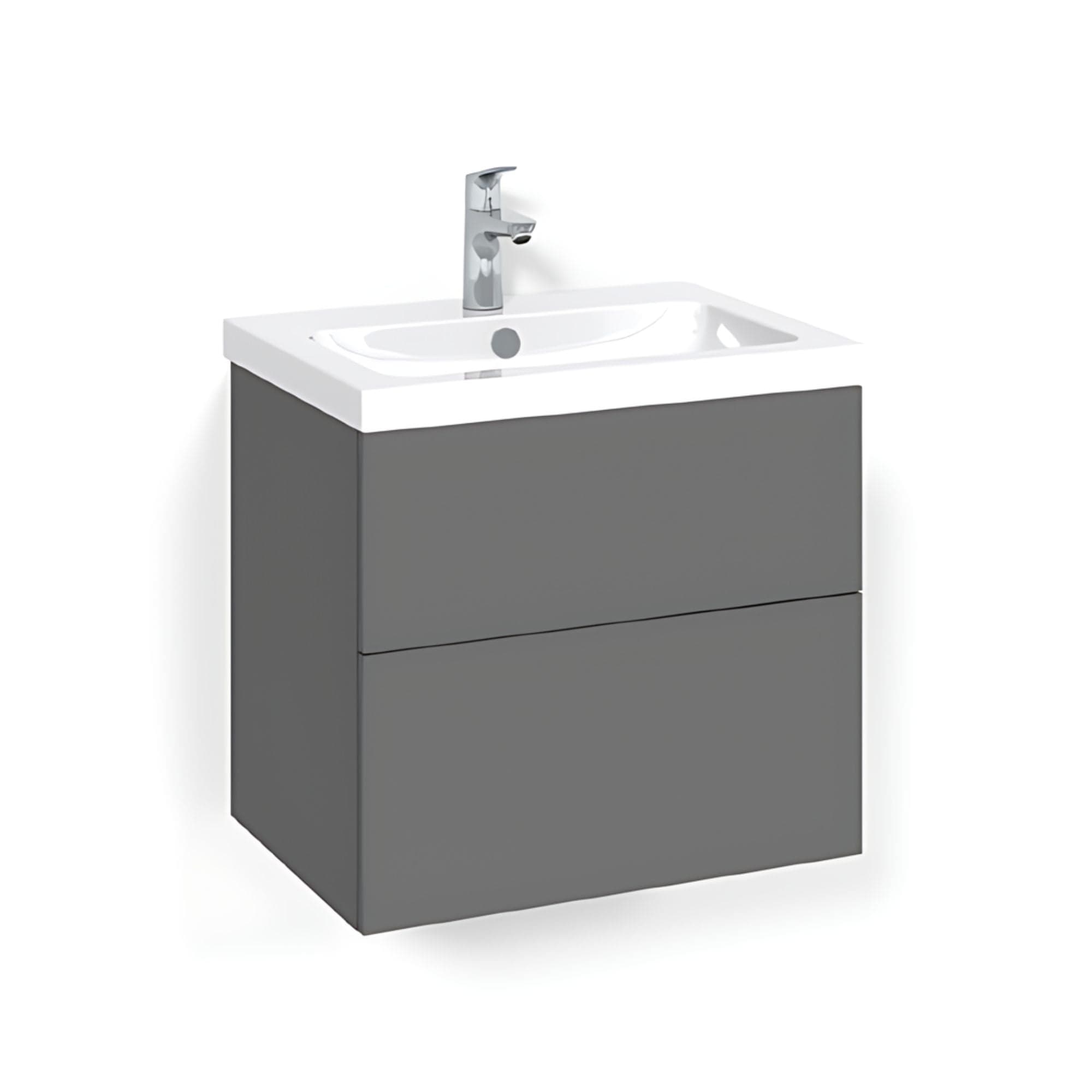 Macro Design CROWN Plain/Push-open Servantskap 2 skuff - med LIGHT servant Antrasitt / 60cm / Light 45 Macro Design Servantskap BUN-FSK60APL45