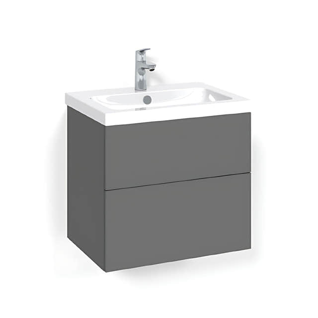 Macro Design CROWN Plain/Push-open Servantskap 2 skuff - med LIGHT servant Antrasitt / 60cm / Light 45 Macro Design Servantskap BUN-FSK60APL45