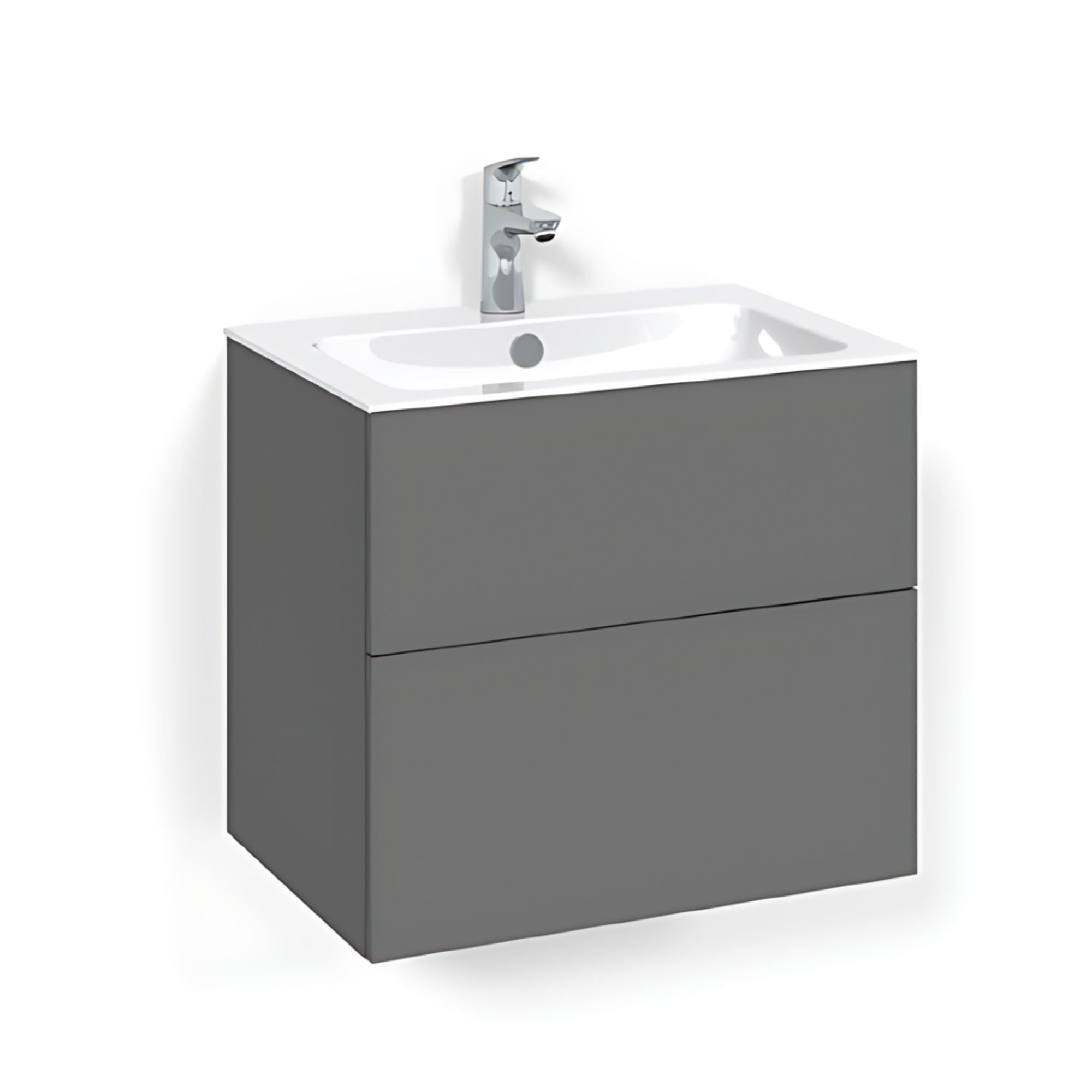 Macro Design CROWN Plain/Push-open Servantskap 2 skuff - med LIGHT servant Antrasitt / 60cm / Light 8 Macro Design Servantskap BUN-FSK60APL8