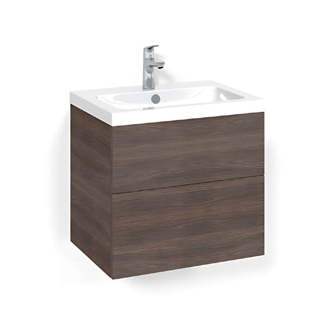 Macro Design CROWN Plain/Push-open Servantskap 2 skuff - med LIGHT servant Brun ask / 60cm / Light 45 Macro Design Servantskap BUN-FSK60BPL45