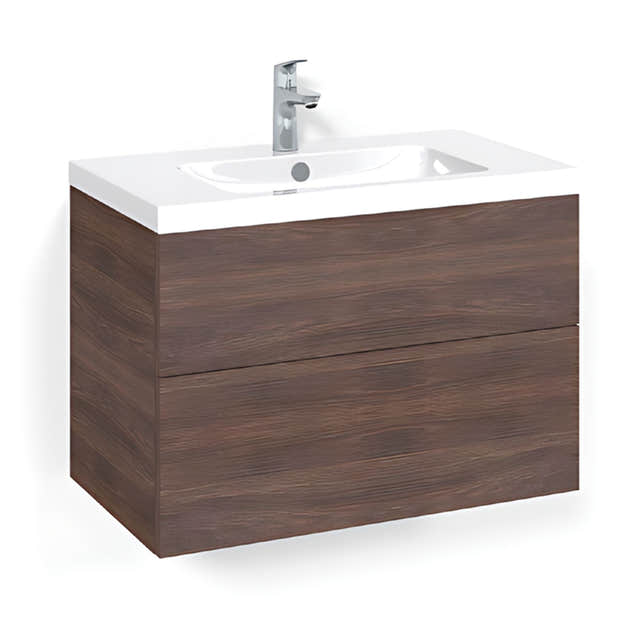 Macro Design CROWN Plain/Push-open Servantskap 2 skuff - med LIGHT servant Brun ask / 80cm / Light 45 Macro Design Servantskap BUN-FSK80BPL45