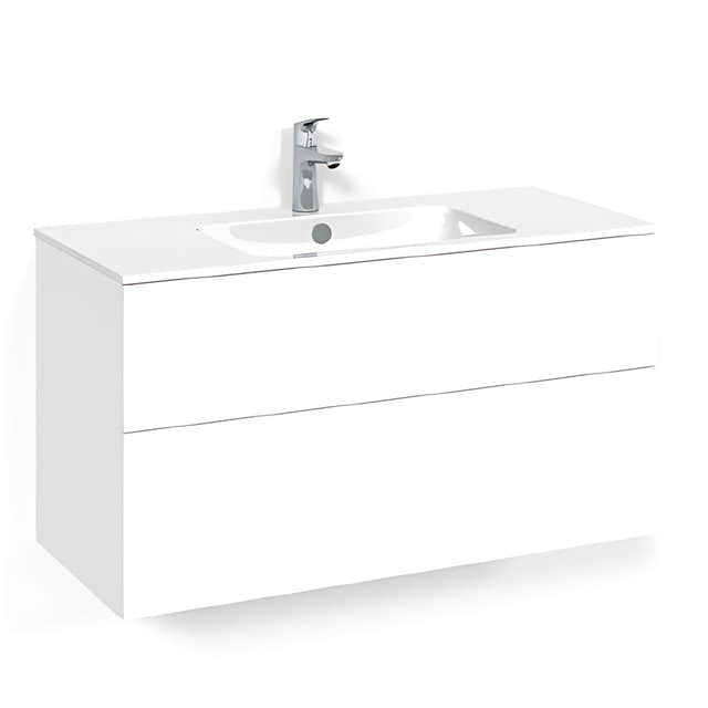 Macro Design CROWN Plain/Push-open Servantskap 2 skuff - med LIGHT servant Hvit / 100cm / Light 14 Macro Design Servantskap BUN-FSK100VPL14