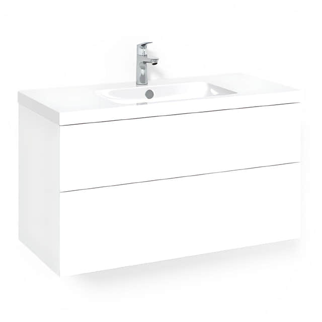 Macro Design CROWN Plain/Push-open Servantskap 2 skuff - med LIGHT servant Hvit / 100cm / Light 45 Macro Design Servantskap BUN-FSK100VPL45