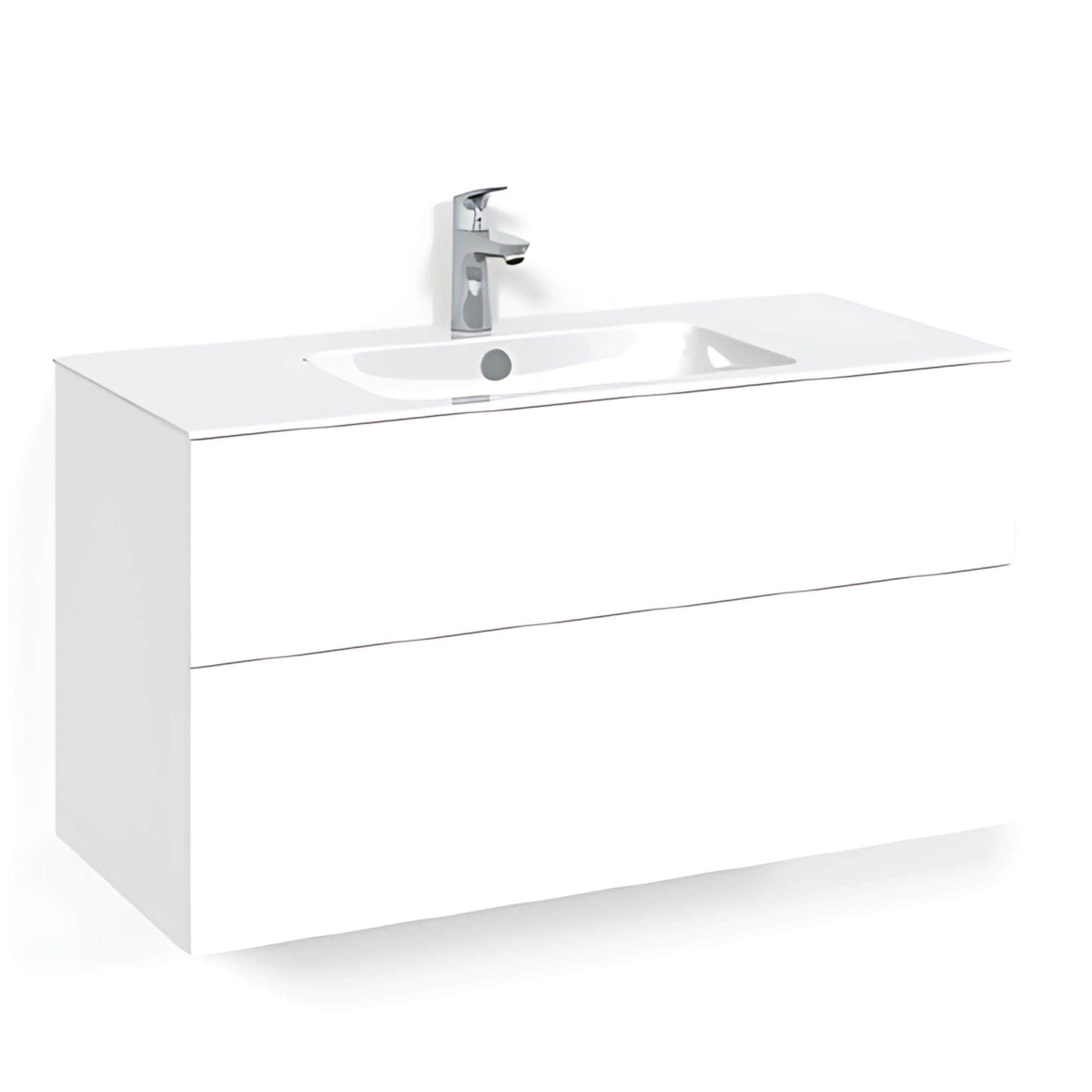Macro Design CROWN Plain/Push-open Servantskap 2 skuff - med LIGHT servant Hvit / 100cm / Light 8 Macro Design Servantskap BUN-FSK100VPL8