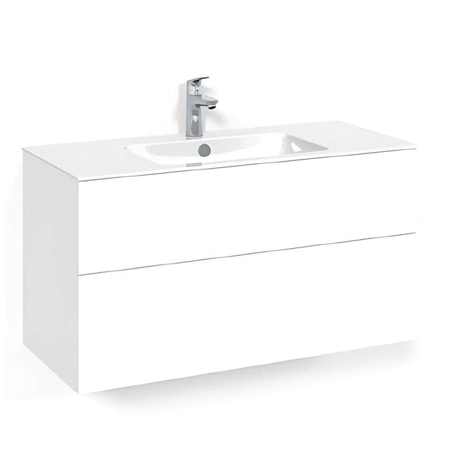 Macro Design CROWN Plain/Push-open Servantskap 2 skuff - med LIGHT servant Hvit / 100cm / Light 8 Macro Design Servantskap BUN-FSK100VPL8