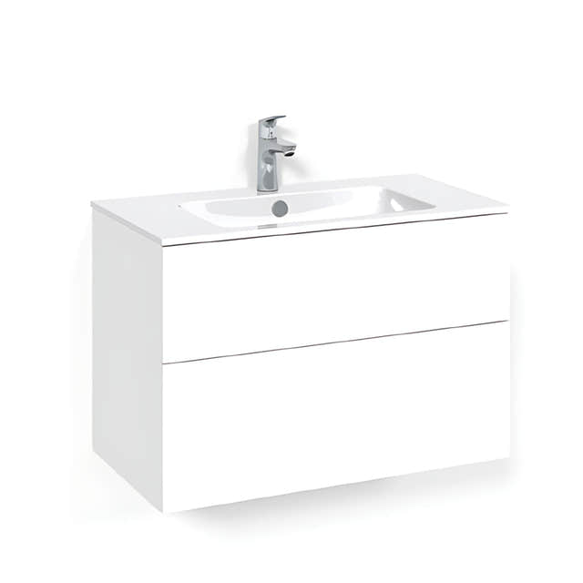 Macro Design CROWN Plain/Push-open Servantskap 2 skuff - med LIGHT servant Hvit / 80cm / Light 14 Macro Design Servantskap BUN-FSK80VPL14