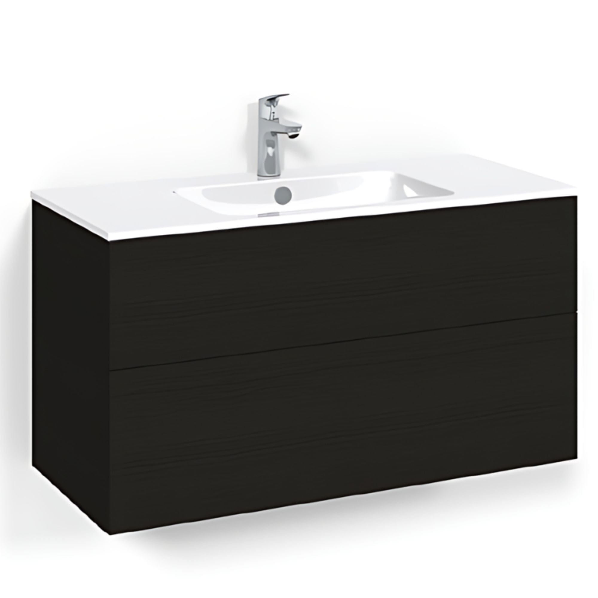 Macro Design CROWN Plain/Push-open Servantskap 2 skuff - med LIGHT servant Svart eik / 100cm / Light 14 Macro Design Servantskap BUN-FSK100SPL14