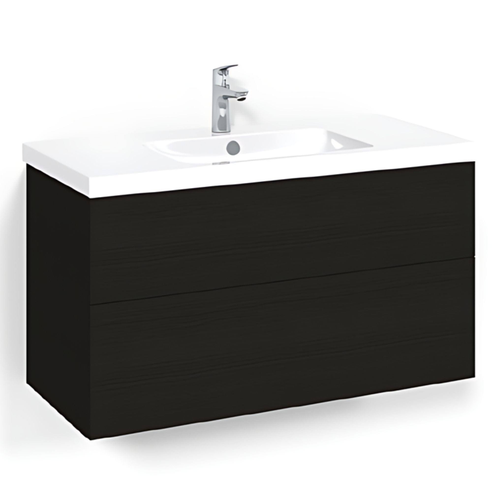Macro Design CROWN Plain/Push-open Servantskap 2 skuff - med LIGHT servant Svart eik / 100cm / Light 45 Macro Design Servantskap BUN-FSK100SPL45