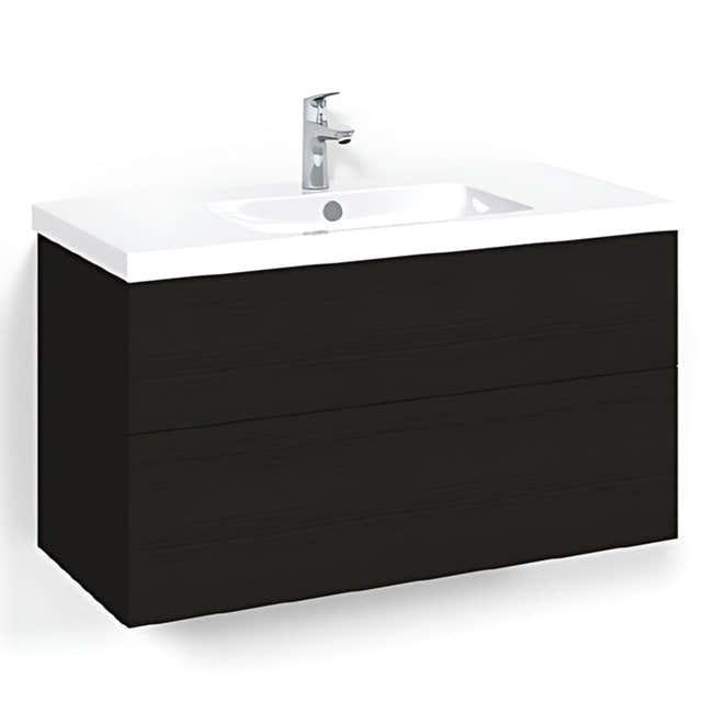 Macro Design CROWN Plain/Push-open Servantskap 2 skuff - med LIGHT servant Svart eik / 100cm / Light 45 Macro Design Servantskap BUN-FSK100SPL45