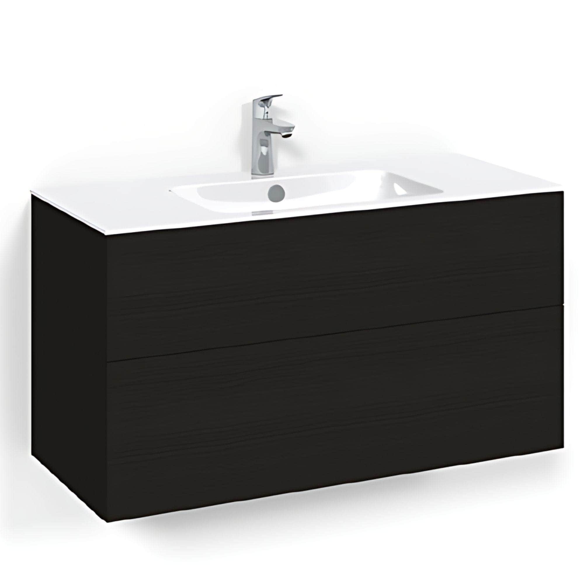 Macro Design CROWN Plain/Push-open Servantskap 2 skuff - med LIGHT servant Svart eik / 100cm / Light 8 Macro Design Servantskap BUN-FSK100SPL8