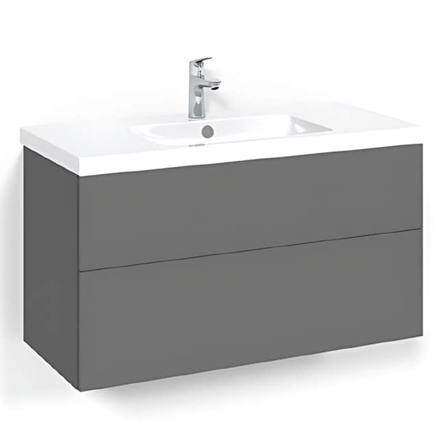 Macro Design CROWN Plain Servantskap 2 skuff - med LIGHT servant Antrasitt / 100cm / Light 45 Macro Design Servantskap BUN-FSK100APL45