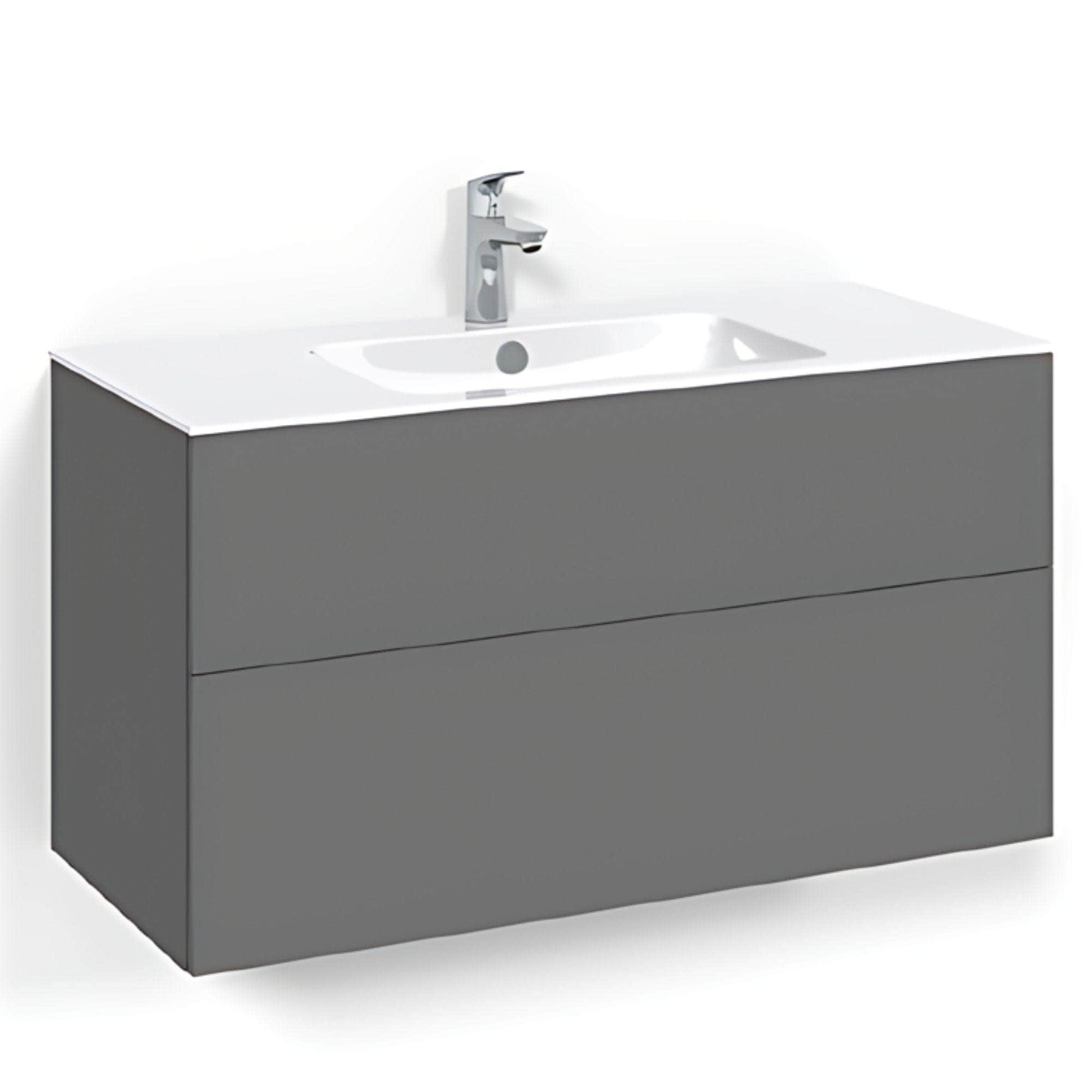 Macro Design CROWN Plain Servantskap 2 skuff - med LIGHT servant Antrasitt / 100cm / Light 8 Macro Design Servantskap BUN-FSK100APL8