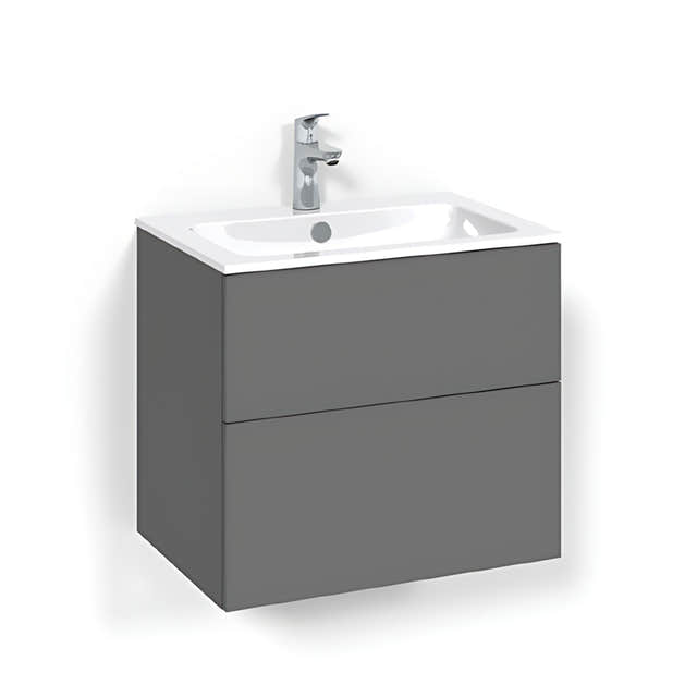Macro Design CROWN Plain Servantskap 2 skuff - med LIGHT servant Antrasitt / 60cm / Light 14 Macro Design Servantskap BUN-FSK60APL14