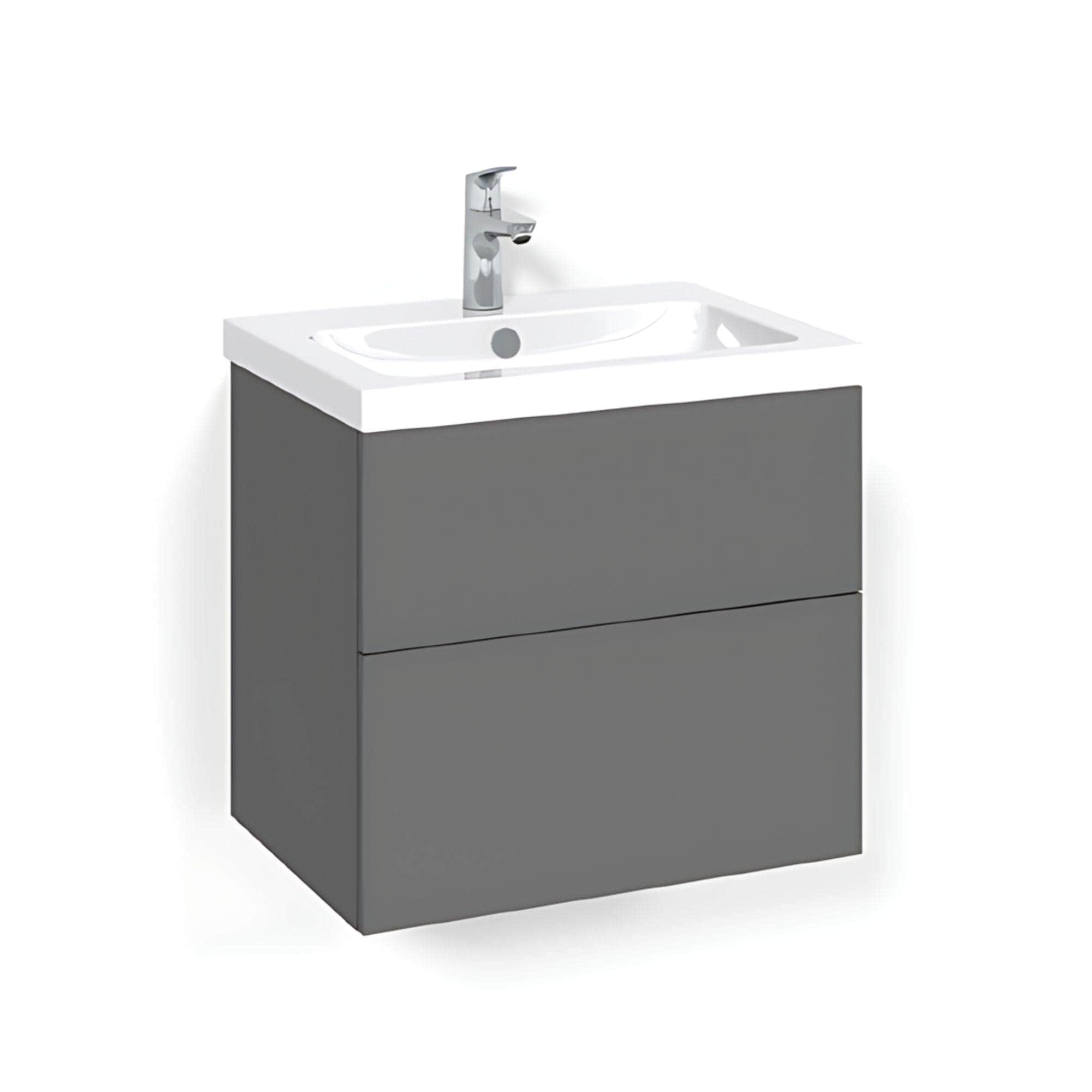 Macro Design CROWN Plain Servantskap 2 skuff - med LIGHT servant Antrasitt / 60cm / Light 45 Macro Design Servantskap BUN-FSK60APL45