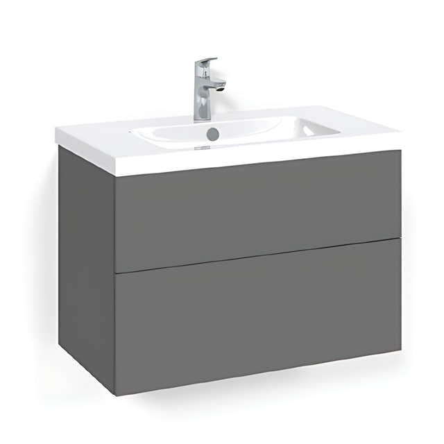 Macro Design CROWN Plain Servantskap 2 skuff - med LIGHT servant Antrasitt / 80cm / Light 45 Macro Design Servantskap BUN-FSK80APL45