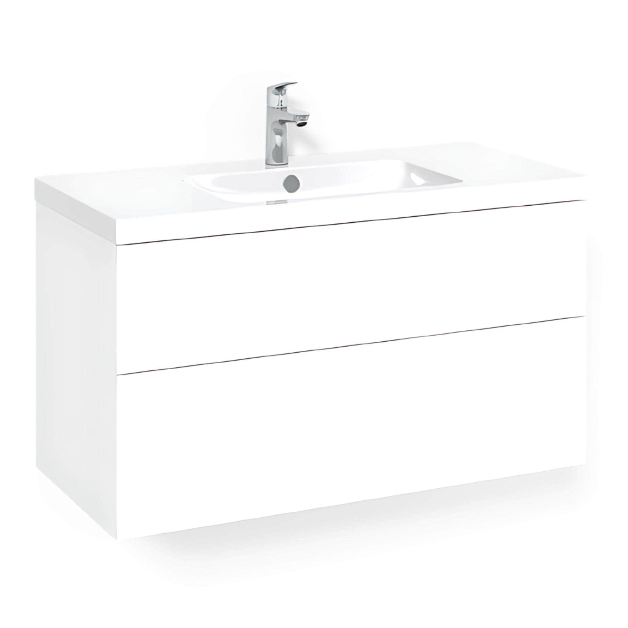 Macro Design CROWN Plain Servantskap 2 skuff - med LIGHT servant Hvit / 100cm / Light 45 Macro Design Servantskap BUN-FSK100VPL45