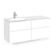Macro Design CROWN Servantskap 4-skuff - med Venstre Glasservant 120cm Hvit / Plain / Glass Edge hvit Macro Design Møbelpakke bad BUN-FSK120VPVGVH