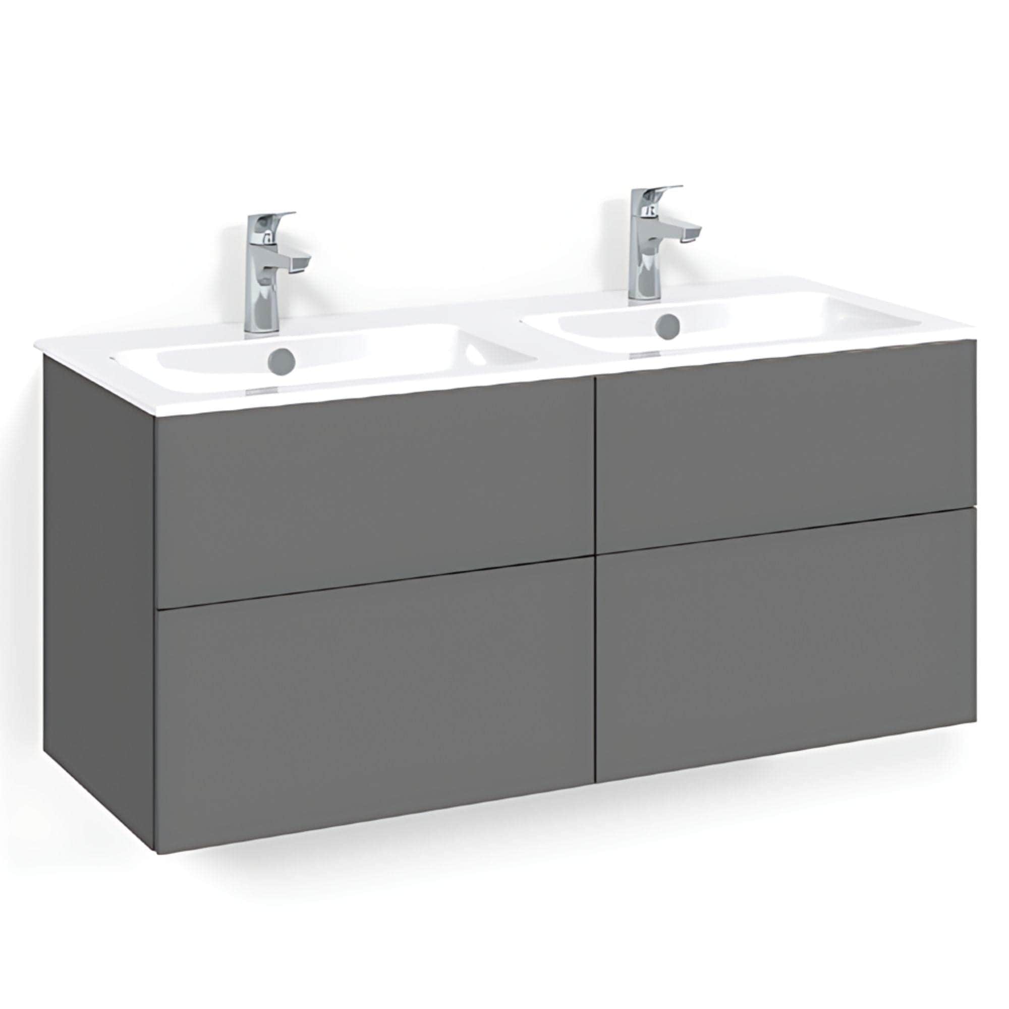 Macro Design CROWN Servantskap skuff - med LIGHT 14 servant 120cm dobbel Antrasitt / Plain Macro Design Møbelpakke bad BUN-FSK120APL14