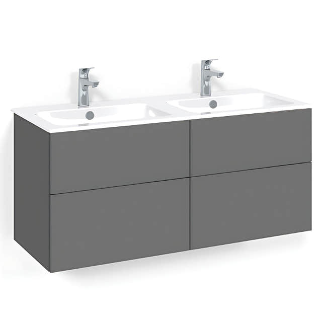 Macro Design CROWN Servantskap skuff - med LIGHT 14 servant 120cm dobbel Antrasitt / Plain Macro Design Møbelpakke bad BUN-FSK120APL14