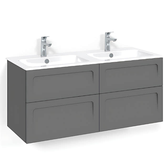 Macro Design CROWN Servantskap skuff - med LIGHT 14 servant 120cm dobbel Antrasitt / Shape Macro Design Møbelpakke bad BUN-FSK120ASL14
