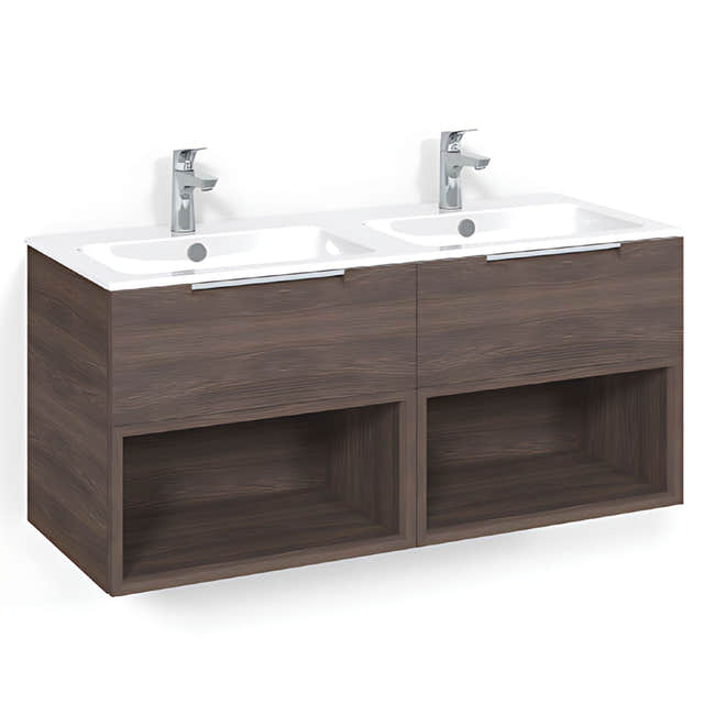 Macro Design CROWN Servantskap skuff - med LIGHT 14 servant 120cm dobbel Brun ask / Open-box Macro Design Møbelpakke bad BUN-FSK120BOL14