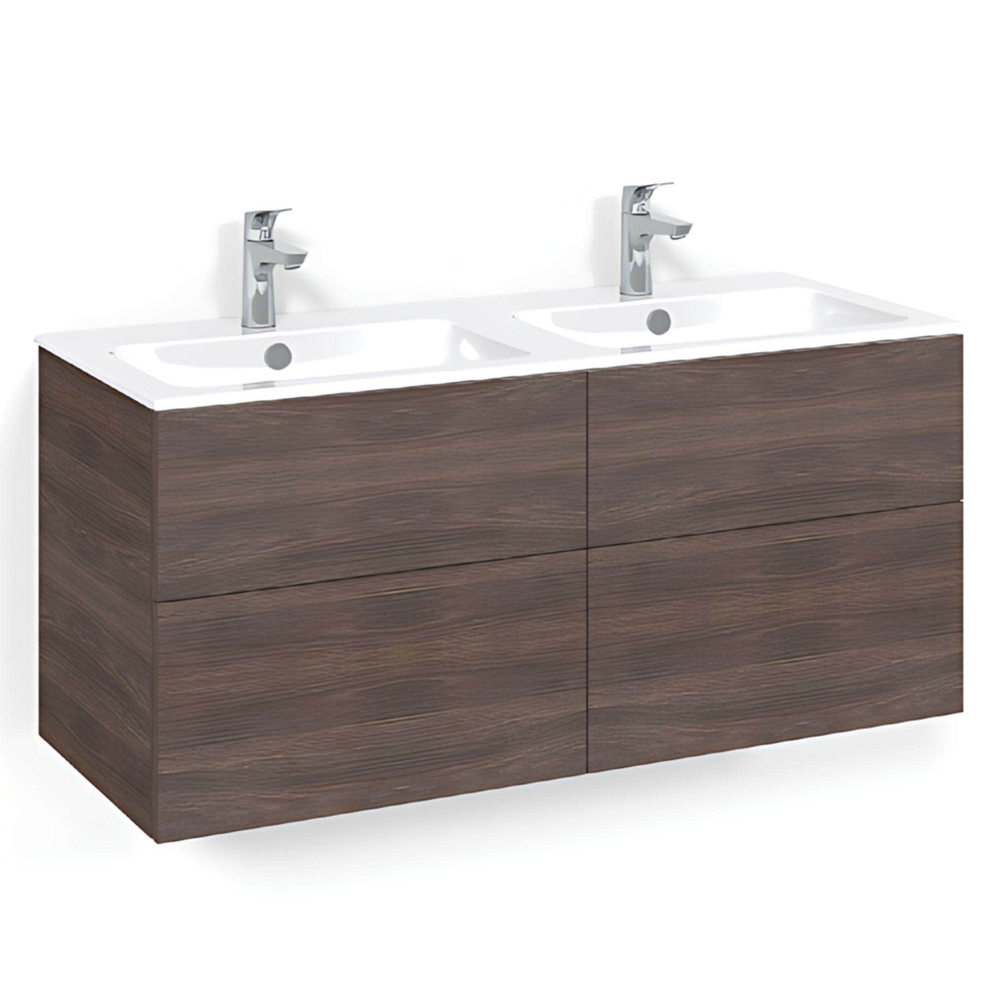 Macro Design CROWN Servantskap skuff - med LIGHT 14 servant 120cm dobbel Brun ask / Plain Macro Design Møbelpakke bad BUN-FSK120BPL14
