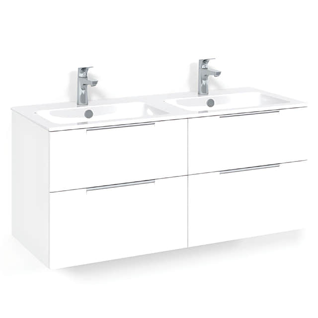 Macro Design CROWN Servantskap skuff - med LIGHT 14 servant 120cm dobbel Hvit / Grip Macro Design Møbelpakke bad BUN-FSK120VJL14