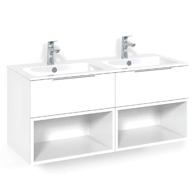 Macro Design CROWN Servantskap skuff - med LIGHT 14 servant 120cm dobbel Hvit / Open-box Macro Design Møbelpakke bad BUN-FSK120VOL14