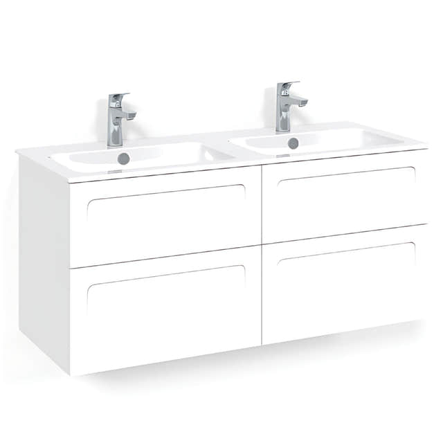 Macro Design CROWN Servantskap skuff - med LIGHT 14 servant 120cm dobbel Hvit / Shape Macro Design Møbelpakke bad BUN-FSK120VSL14