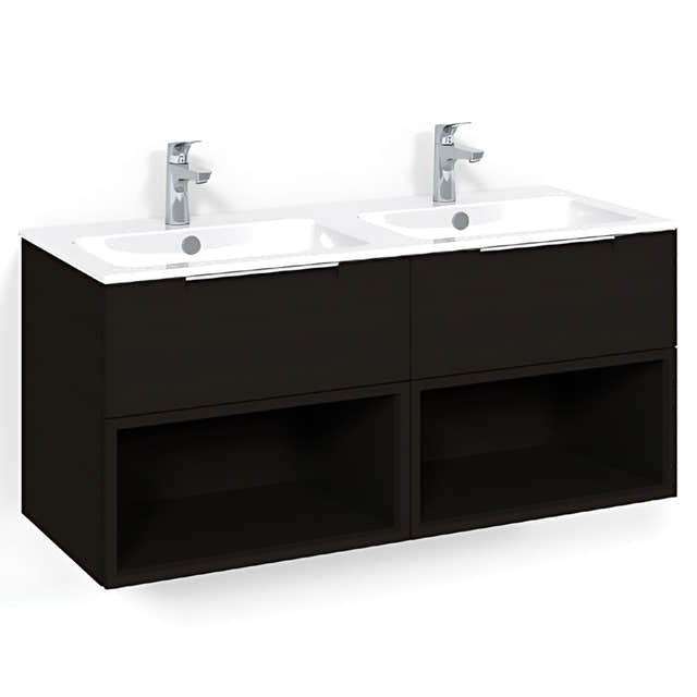 Macro Design CROWN Servantskap skuff - med LIGHT 14 servant 120cm dobbel Svart eik / Open-box Macro Design Møbelpakke bad BUN-FSK120SOL14