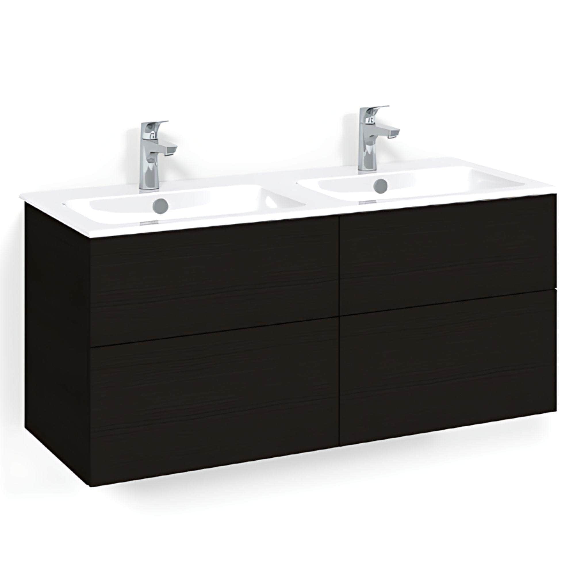 Macro Design CROWN Servantskap skuff - med LIGHT 14 servant 120cm dobbel Svart eik / Plain Macro Design Møbelpakke bad BUN-FSK120SPL14