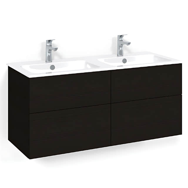 Macro Design CROWN Servantskap skuff - med LIGHT 14 servant 120cm dobbel Svart eik / Plain Macro Design Møbelpakke bad BUN-FSK120SPL14