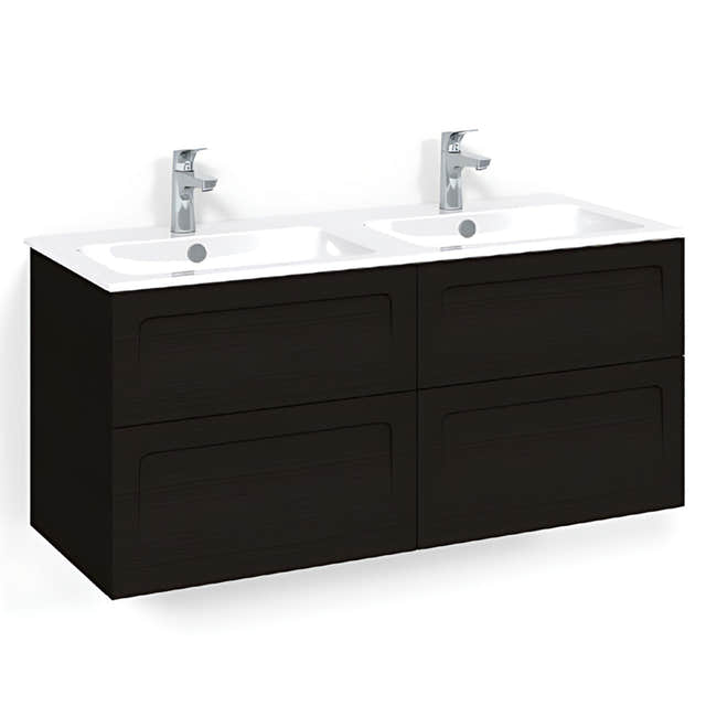 Macro Design CROWN Servantskap skuff - med LIGHT 14 servant 120cm dobbel Svart eik / Shape Macro Design Møbelpakke bad BUN-FSK120SSL14
