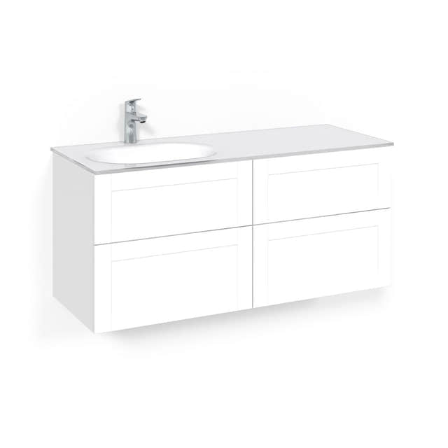 Macro Design CROWN Servantskap Venstre Hvit matt / Frame / Glass Edge hvit Macro Design Møbelpakke bad BUN-FSK120VFVGVH