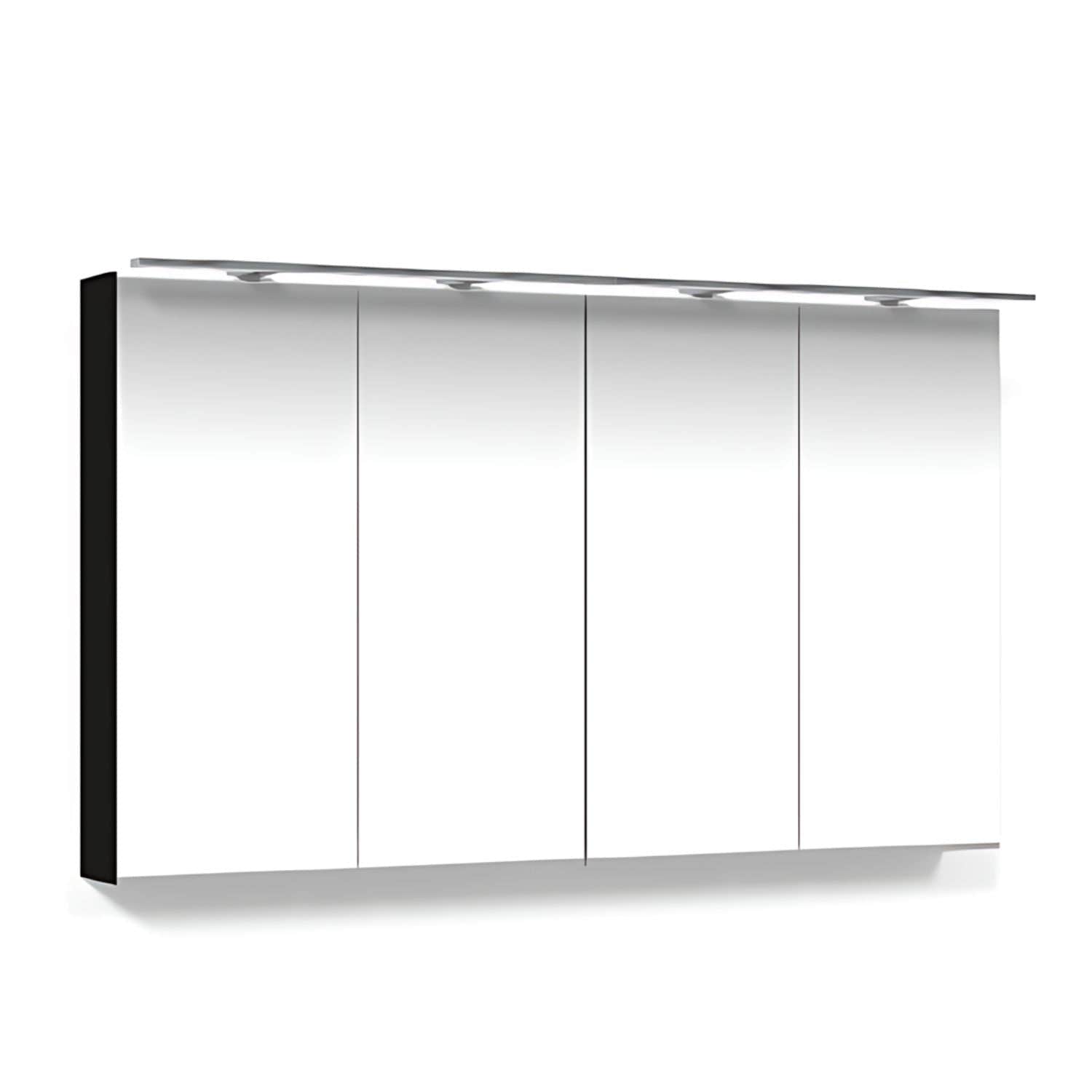 Macro Design CROWN Speilskap Rampe-belysning med 4 dør Svart / 120cm Macro Design Speilskap GRO-FCS120SBRL