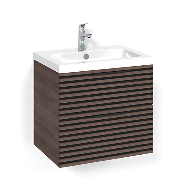 Macro Design CROWN Stripe Servantskap 2 skuff - med LIGHT servant Brun ask / 60cm / Light 45 Macro Design Servantskap