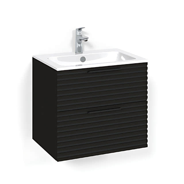Macro Design CROWN Stripe Servantskap 2 skuff - med LIGHT servant Svart eik / 60cm / Light 14 Macro Design Servantskap BUN-FSK60SZL14