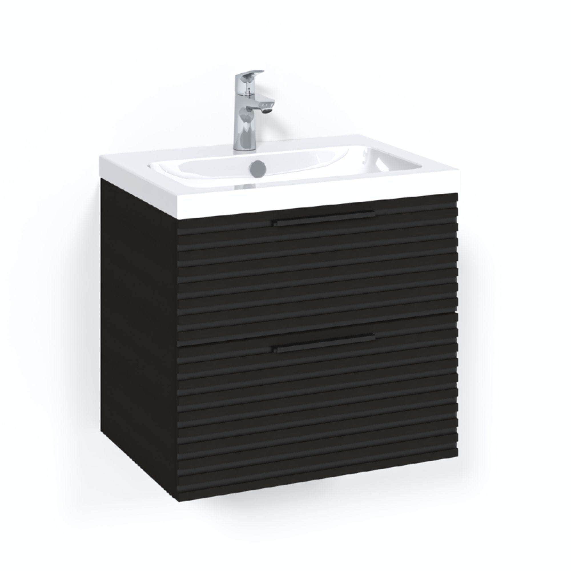 Macro Design CROWN Stripe Servantskap 2 skuff - med LIGHT servant Svart eik / 60cm / Light 45 Macro Design Servantskap