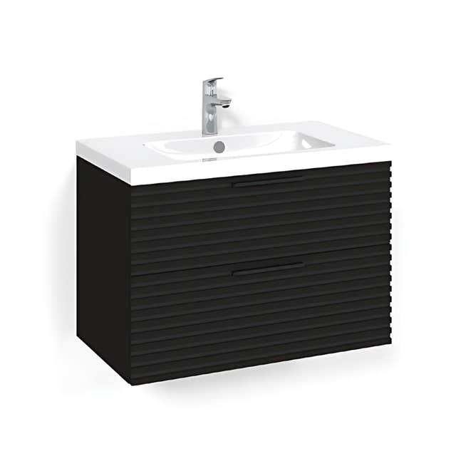 Macro Design CROWN Stripe Servantskap 2 skuff Svart eik / 80cm / Light 45 Macro Design Møbelpakke bad BUN-FSK80SZL45