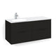 Macro Design CROWN Stripe Servantskap 4-skuff - med Venstre Glasservant 120cm Svart eik / Stripe / Glass Edge hvit Macro Design Møbelpakke bad BUN-FSK120SZVGVH