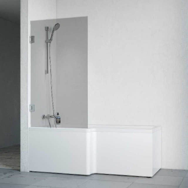 Macro Design Divine Badekar med Grace Dusjvegger Venstre Krom / 80cm / Tonet glass Macro Design Hjørnebadekar BUN-DGBADVS80KTO