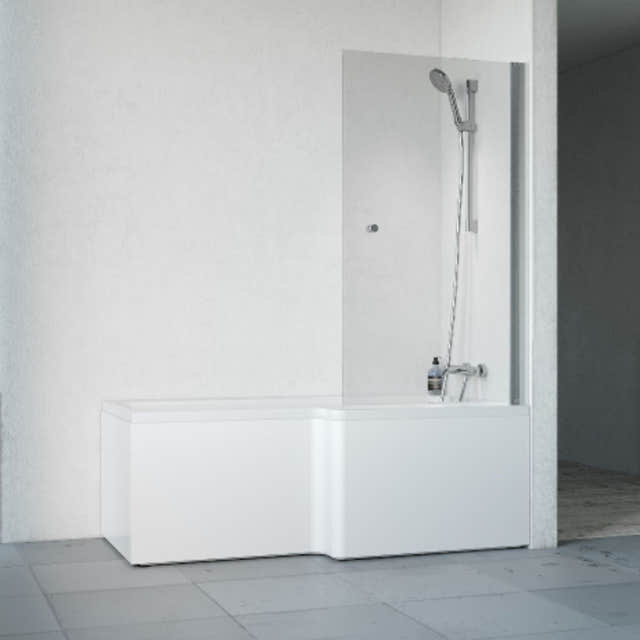 Macro Design Divine Badekar med Spirit Dusjvegger Krom / 80cm / Høyre Macro Design Badekarvegg BUN-DSBADHS80GKKL