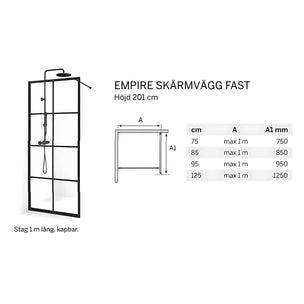 Macro Design Empire Dusj Skjermvegg Fast med Gunmetal profil