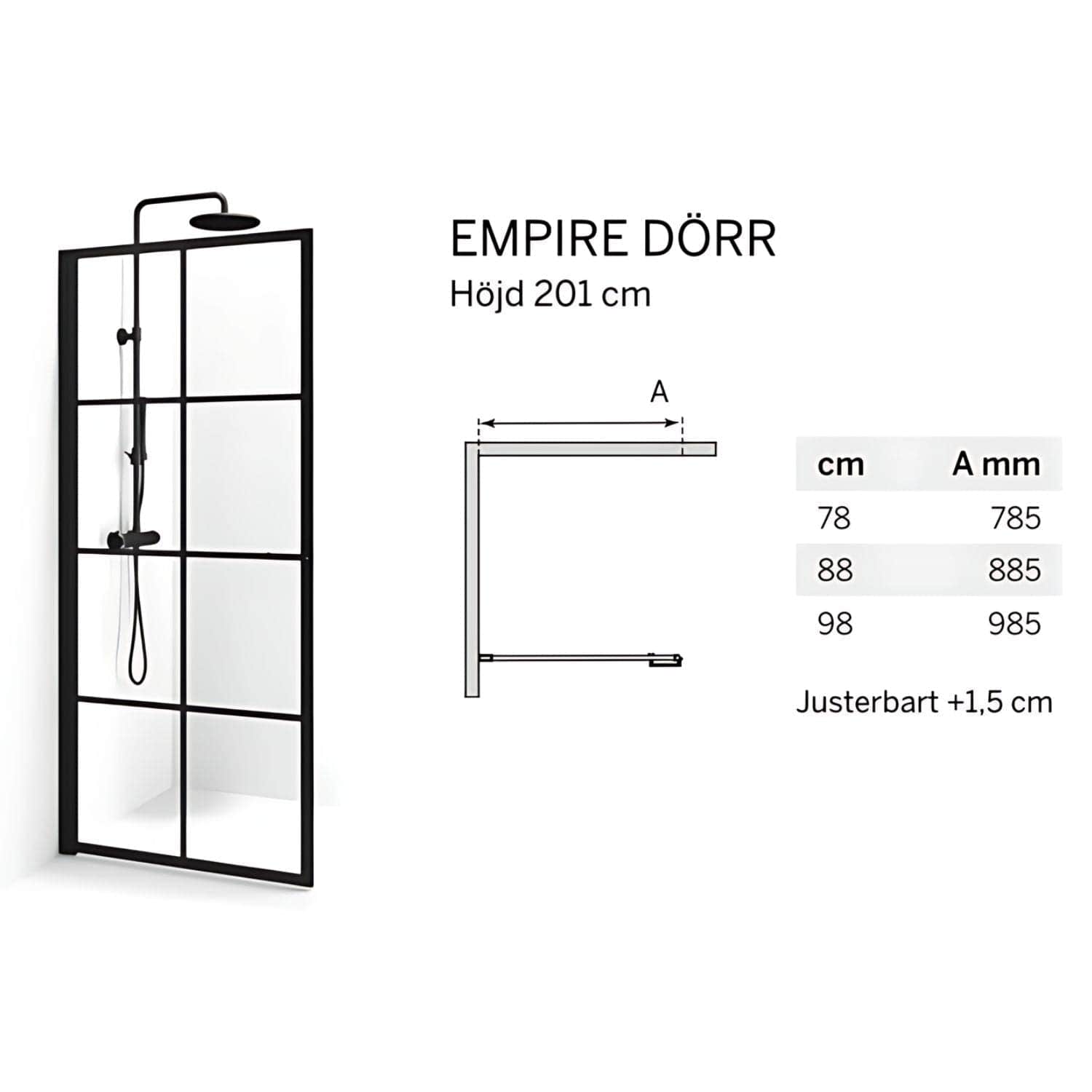 Macro Design Empire Dusjdør - med Hvit profil Macro Design Dusjdør