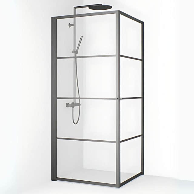 Macro Design Empire Dusjhjørne Gunmetal / 79x79cm / Klart glass med sprosser Macro Design Dusjhjørne BUN-DEH8080SGKL
