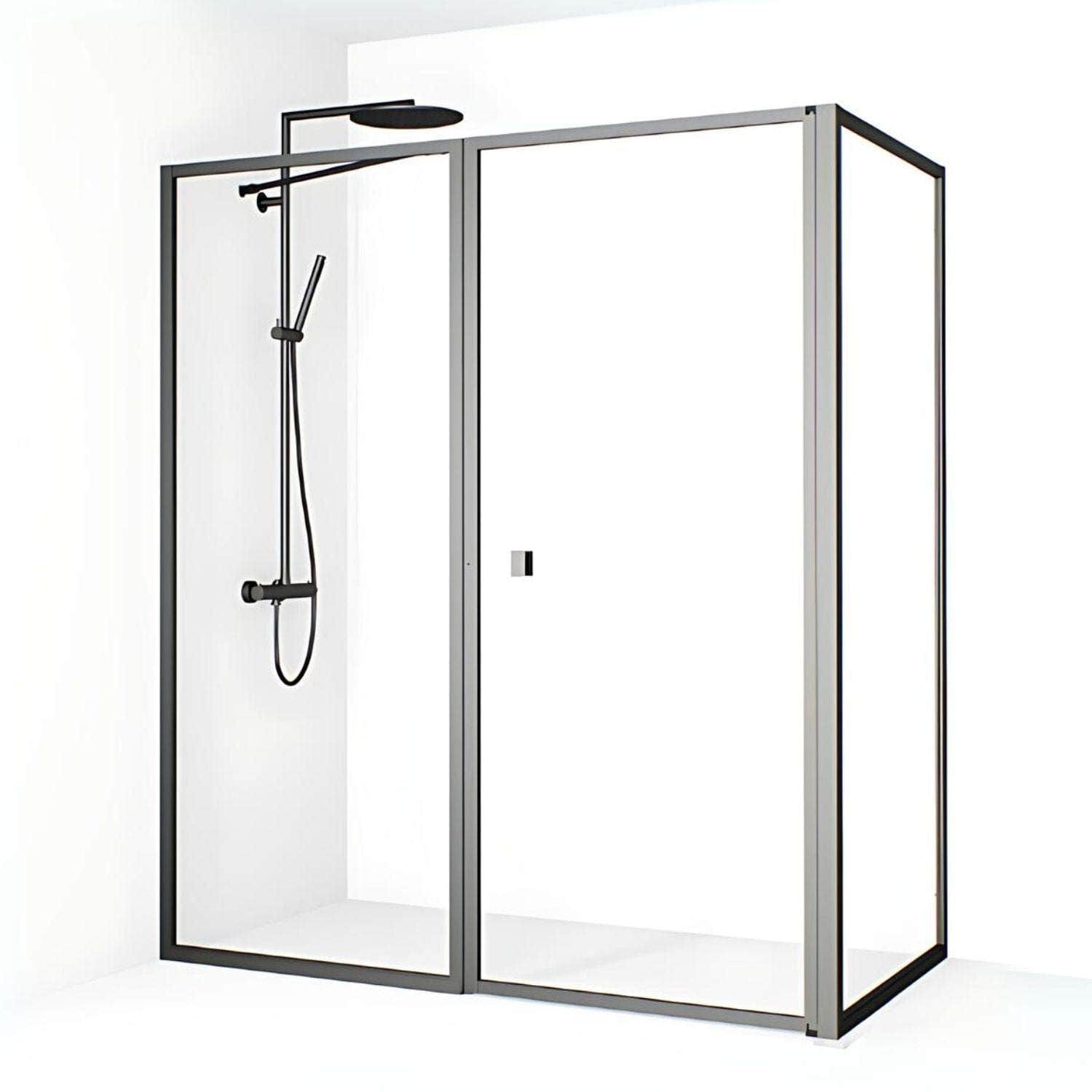 Macro Design EMPIRE Dusjhjørne L Klart glass Gunmetal Gunmetal / 76x75+78cm / Klart glass Macro Design Dusjhjørne BUN-DEL767578GKL